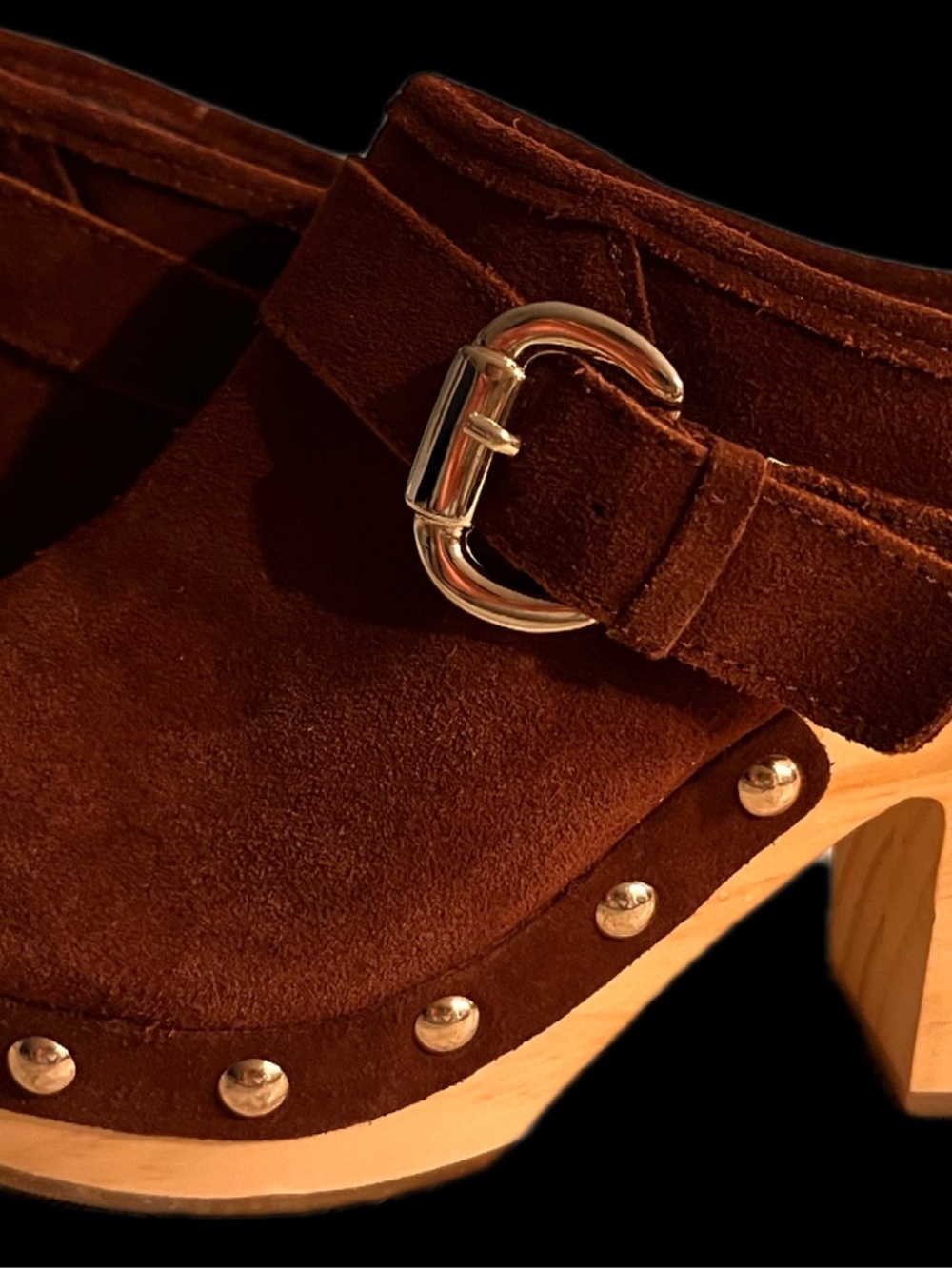 Steve Madden Hilde Suede Wooden Platform Clog Size 6.5 - Picture 2 of 13